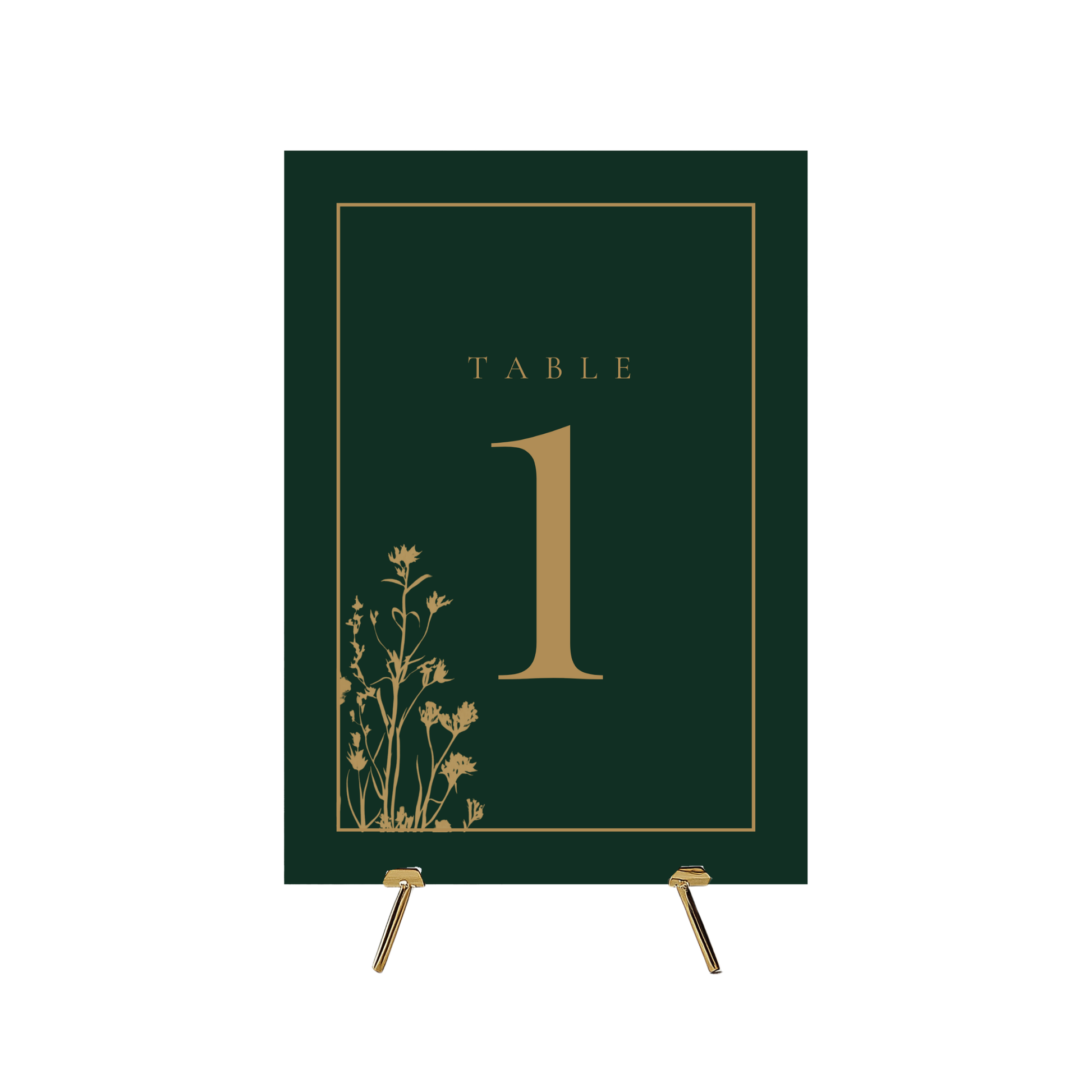 Emerald Green & Gold Floral Table Numbers
