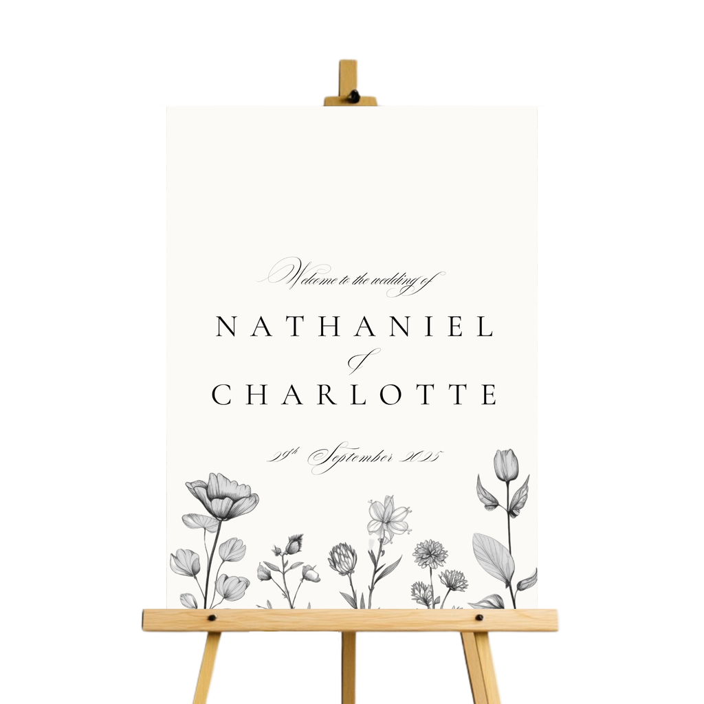 Simple Wildflower Stems Florals Welcome Sign