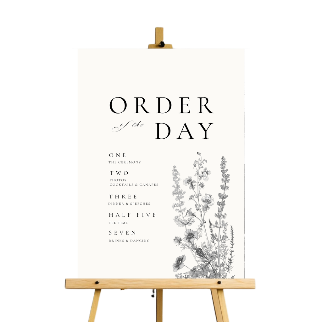 Simple Wildflower Stem Florals Order Of The Day Sign