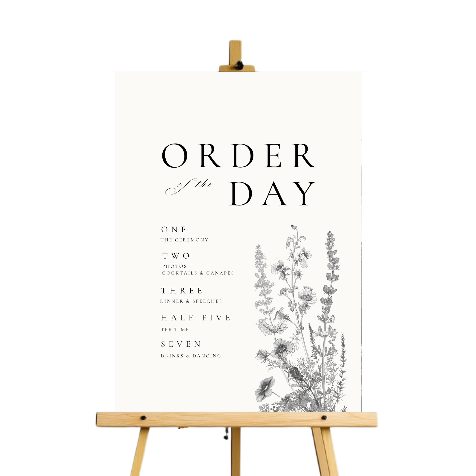 Simple Wildflower Stem Florals Order Of The Day Sign