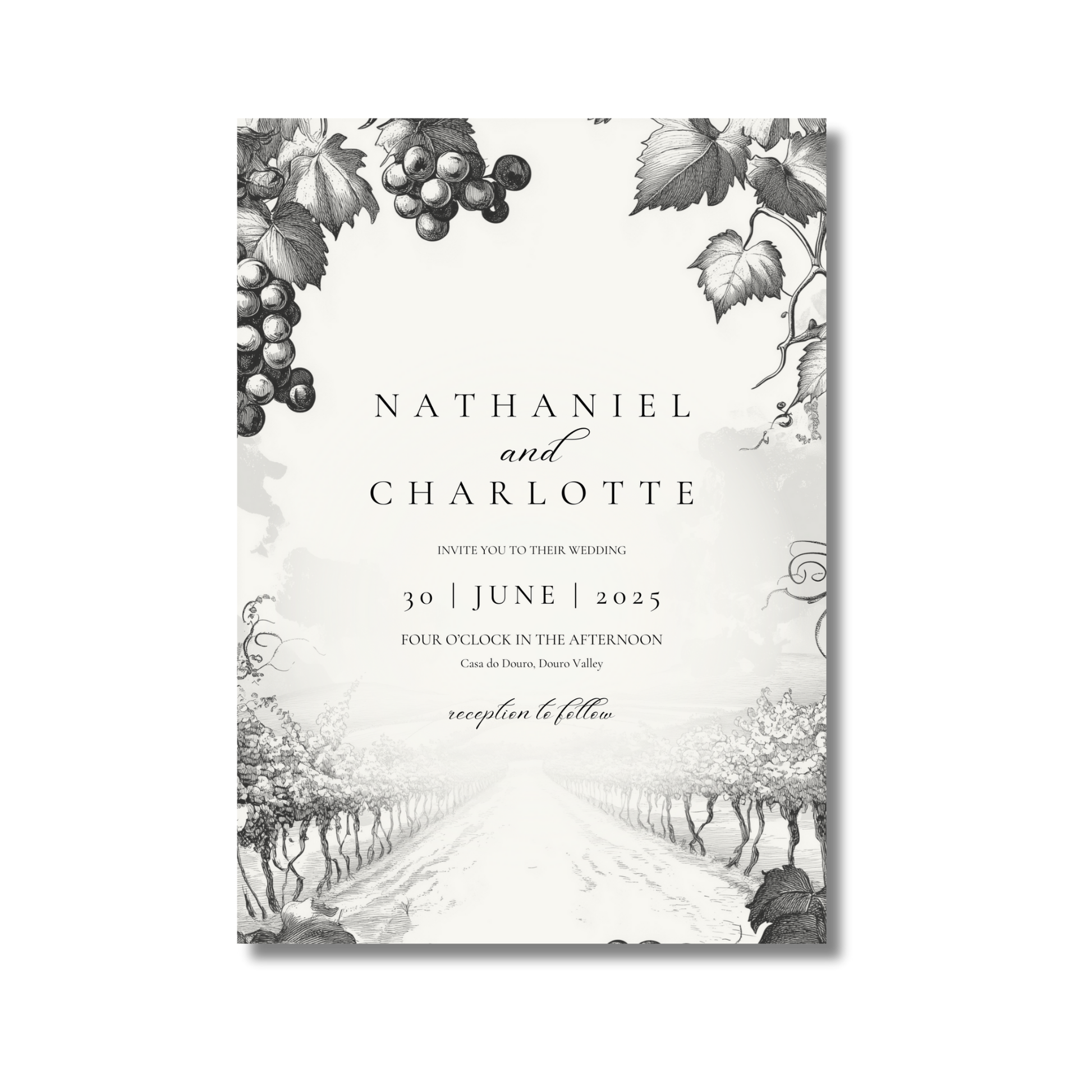 Monochrome Vineyard Invite & RSVP