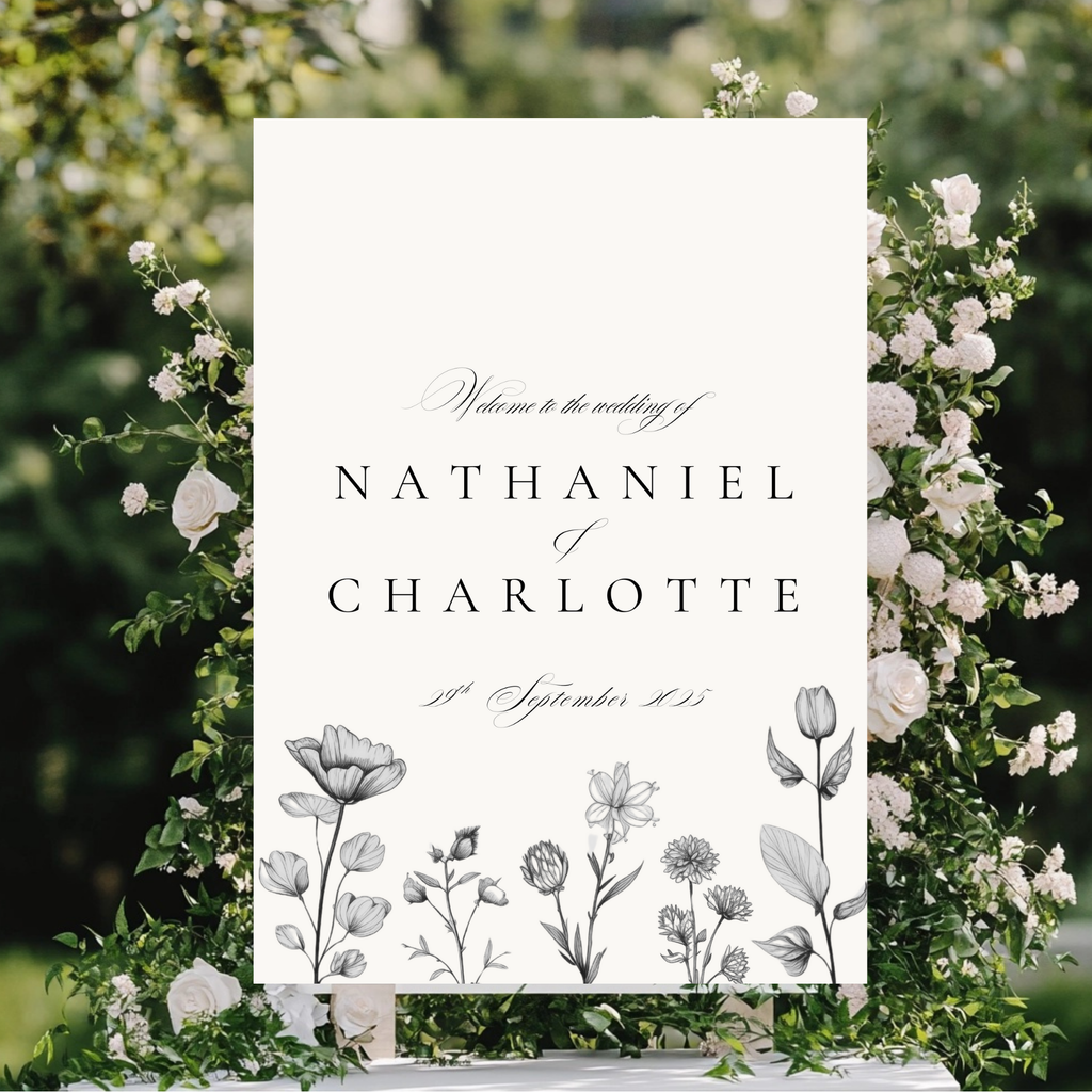 Simple Wildflower Stems Florals Welcome Sign