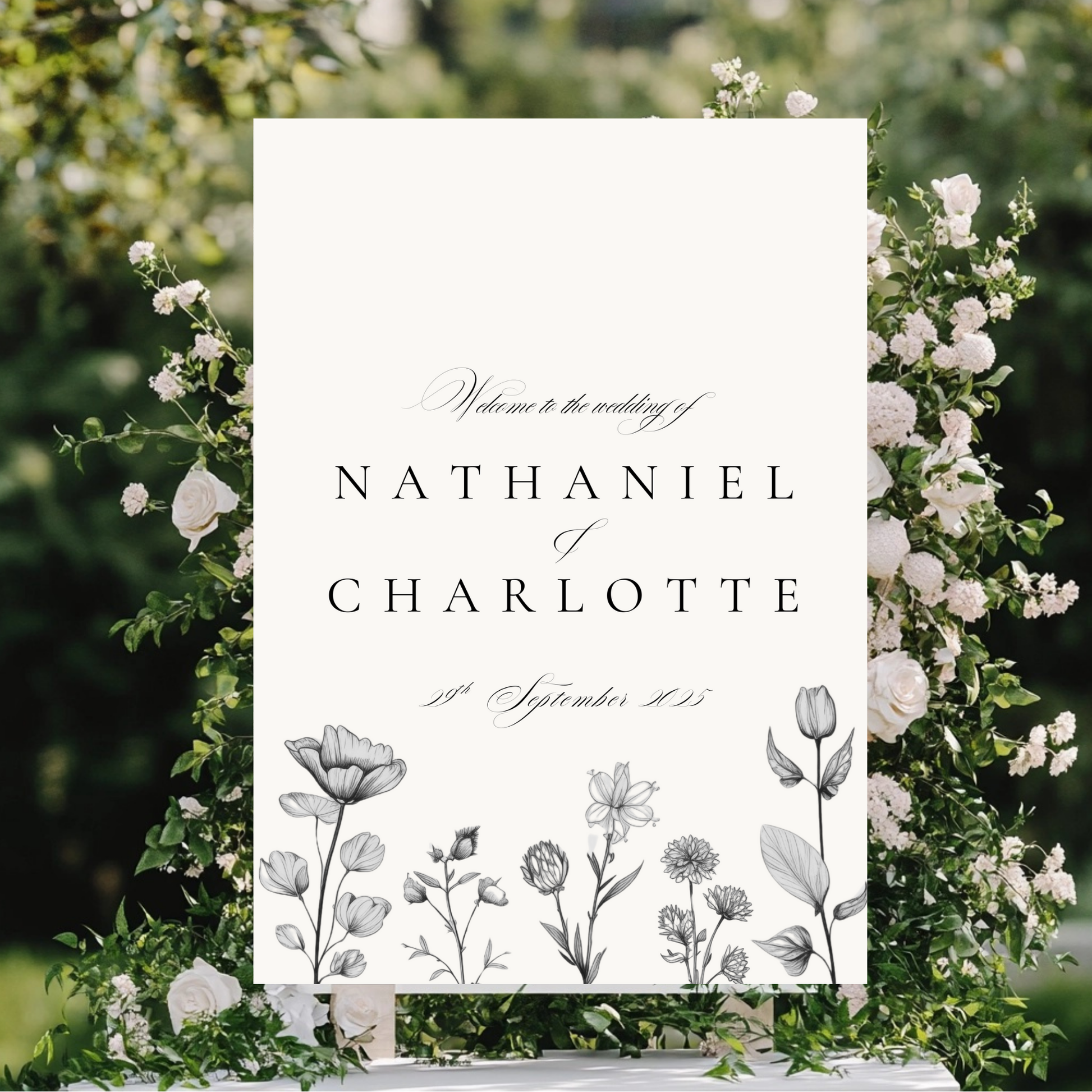 Simple Wildflower Stems Florals Welcome Sign