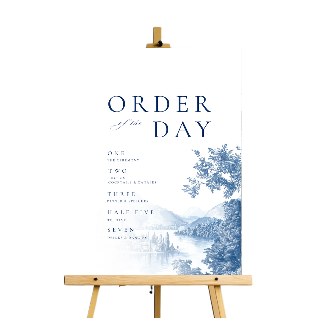 Blue & White Lake Como Order Of The Day Sign