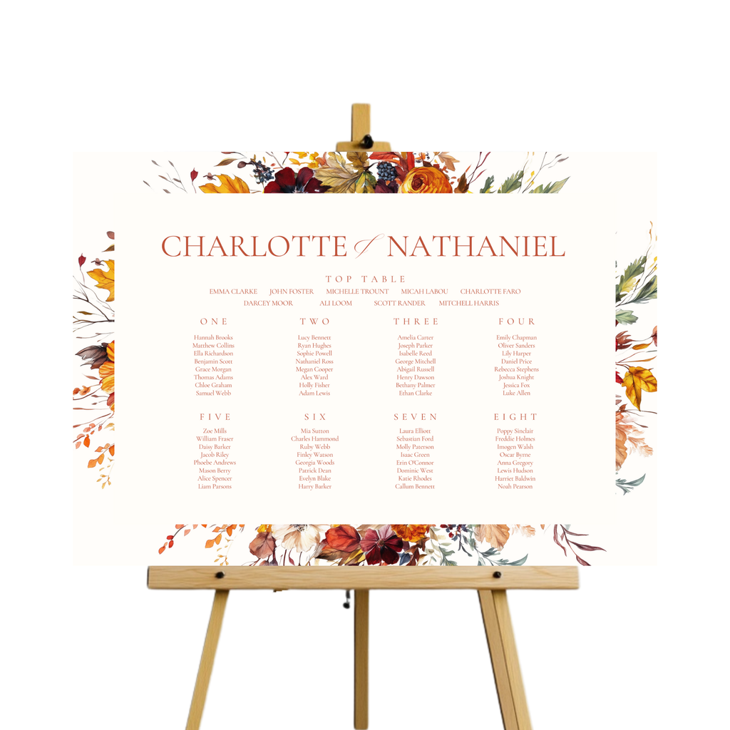 Simple Autumn Florals Seating Plan Sign
