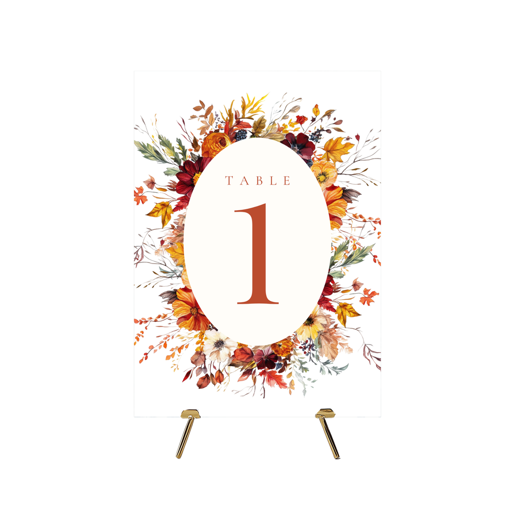 Simple Autumn Florals Table Numbers