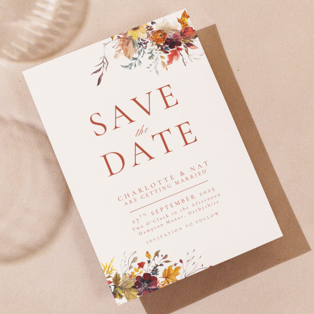 Simple Autumn Florals Save The Date