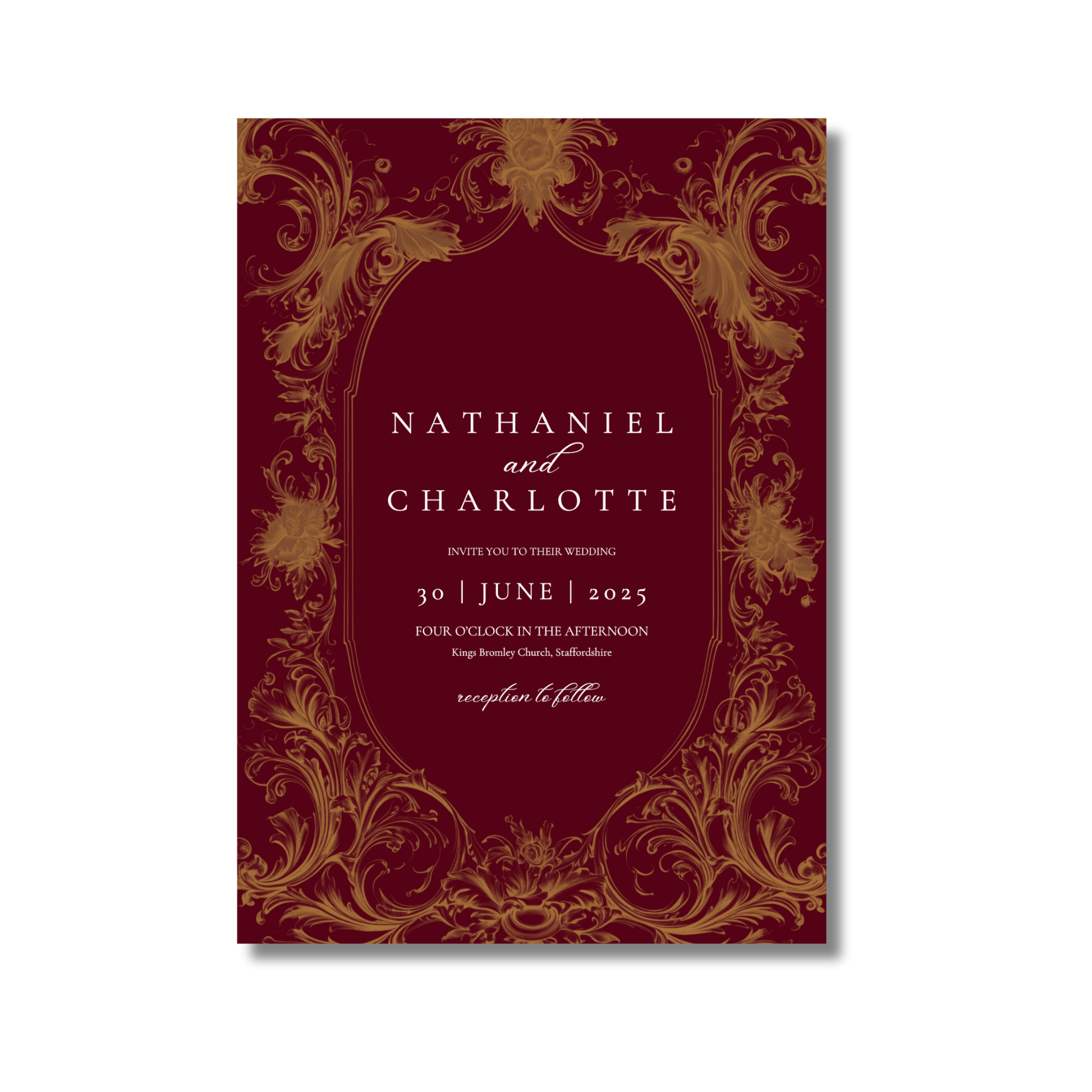 Red & Gold Rococo Frame Invite & RSVP