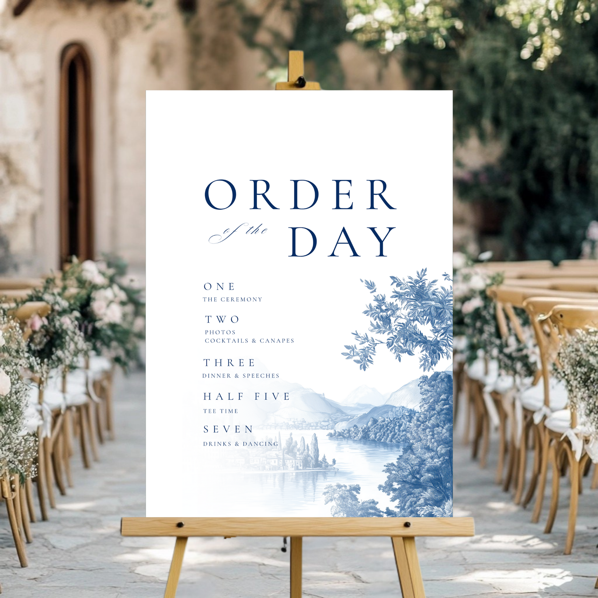Blue & White Lake Como Order Of The Day Sign