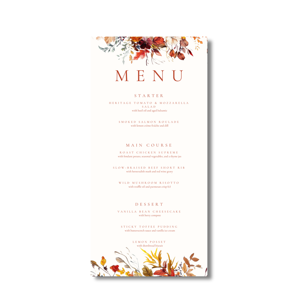 Simple Autumn Florals Menu
