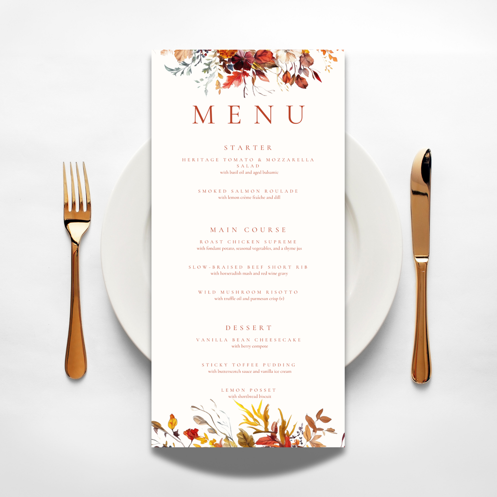 Simple Autumn Florals Menu