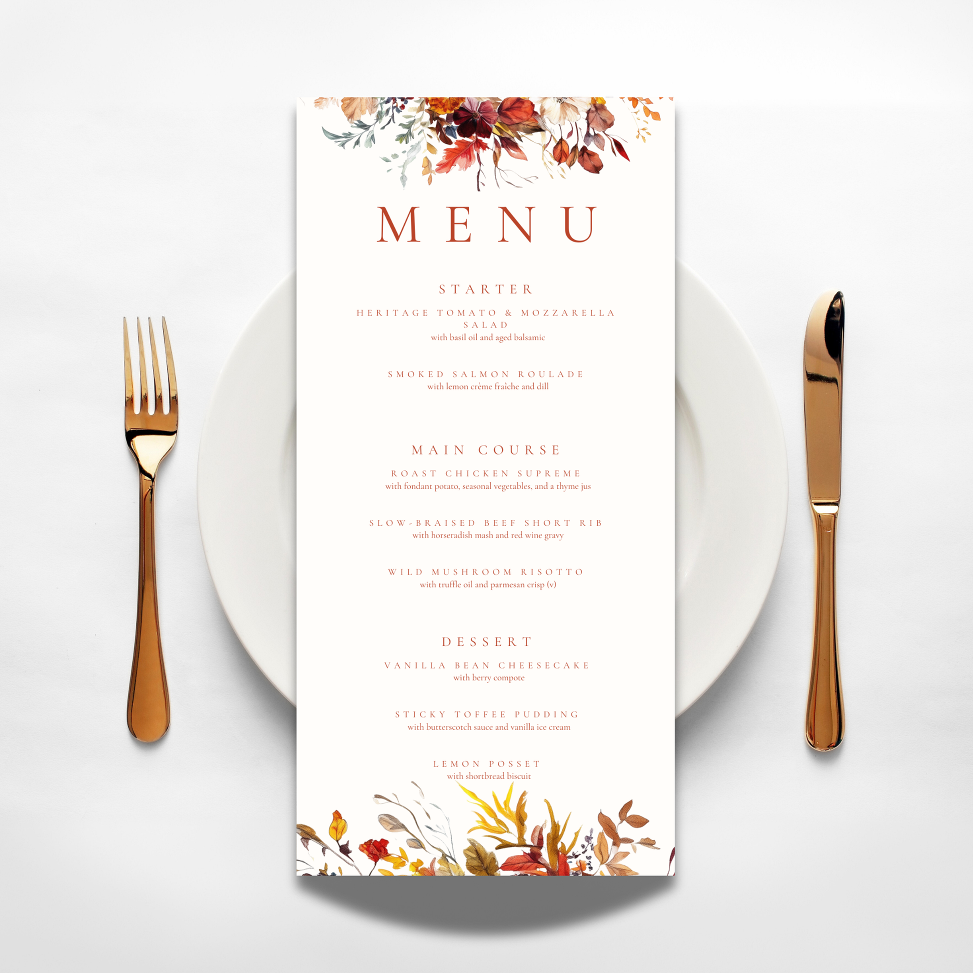 Simple Autumn Florals Menu