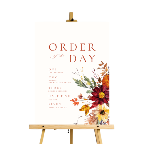 Autumn Florals Order Of The Day Sign