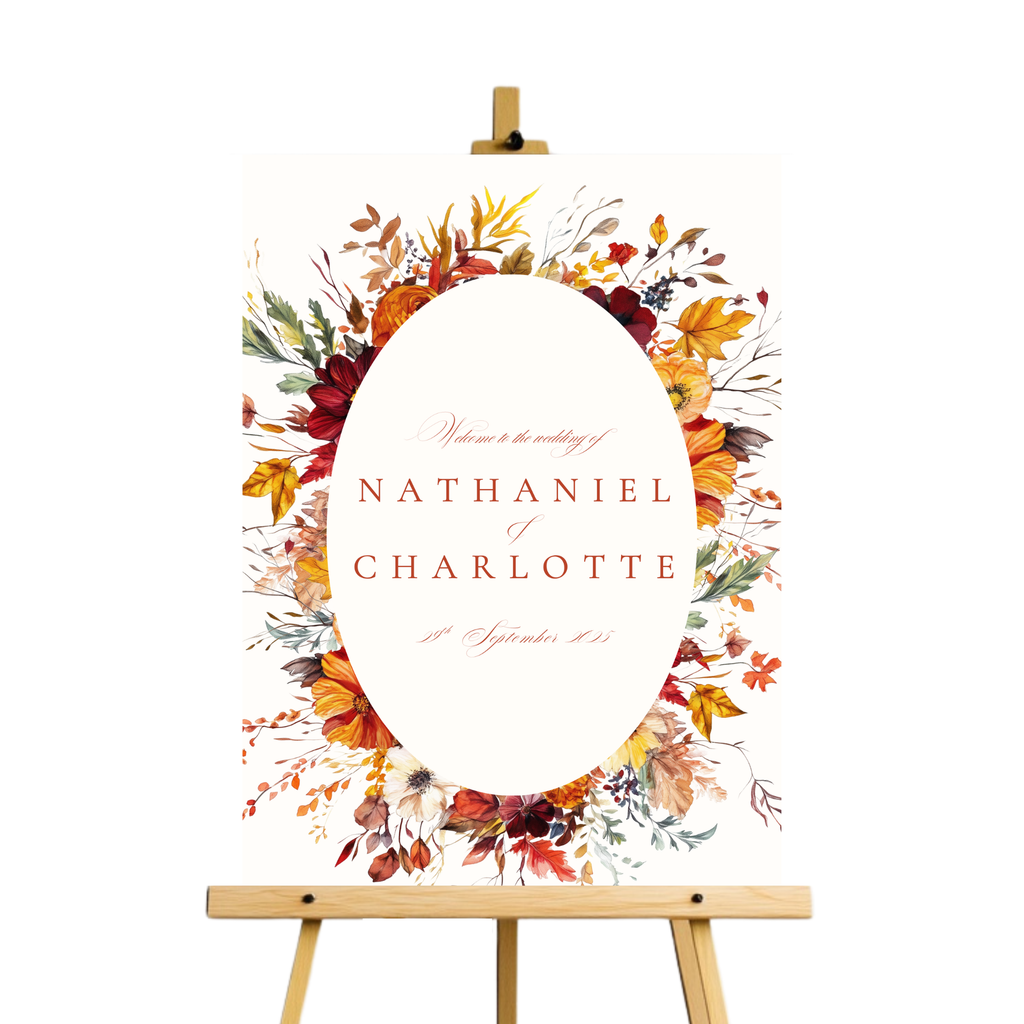 Simple Autumn Florals Welcome Sign