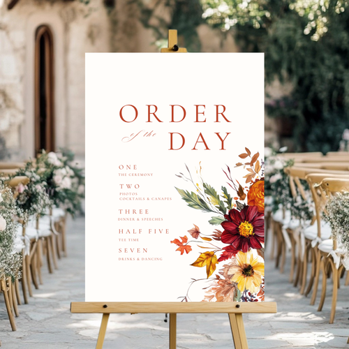 Autumn Florals Order Of The Day Sign