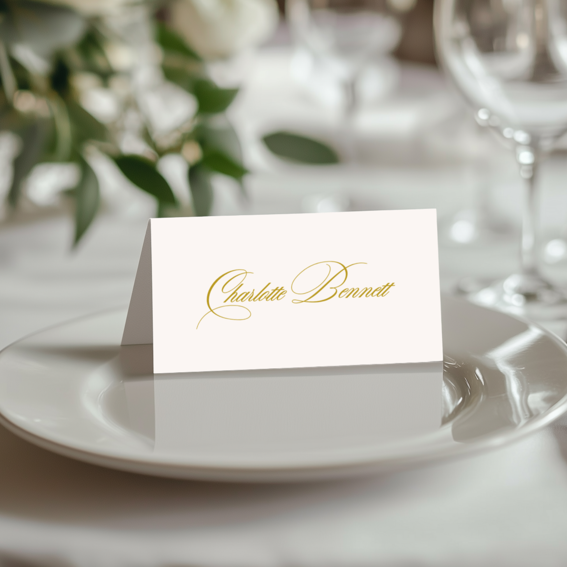 Gold Script Name Place Cards