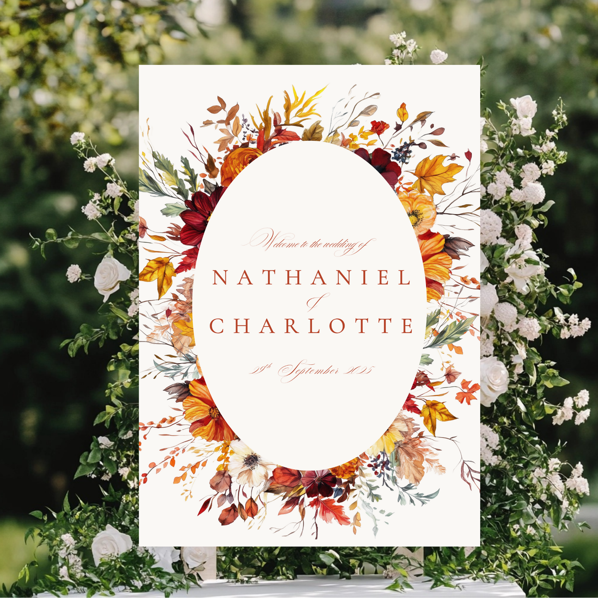 Simple Autumn Florals Welcome Sign