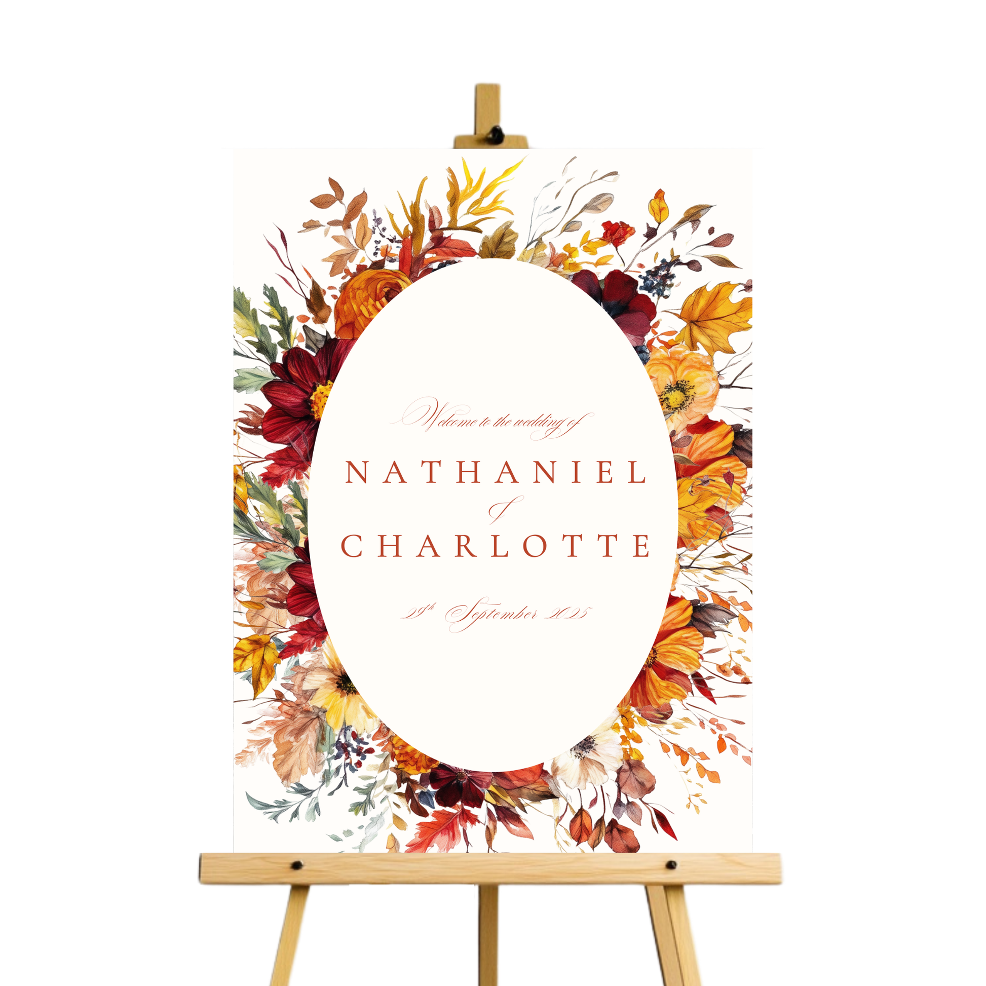 Busy Autumn Florals Welcome Sign