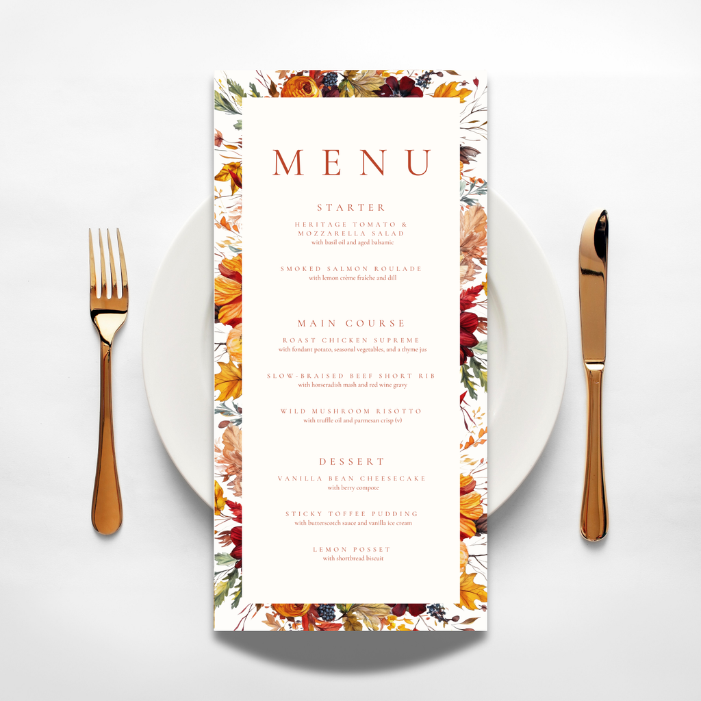 Busy Autumn Florals Menu