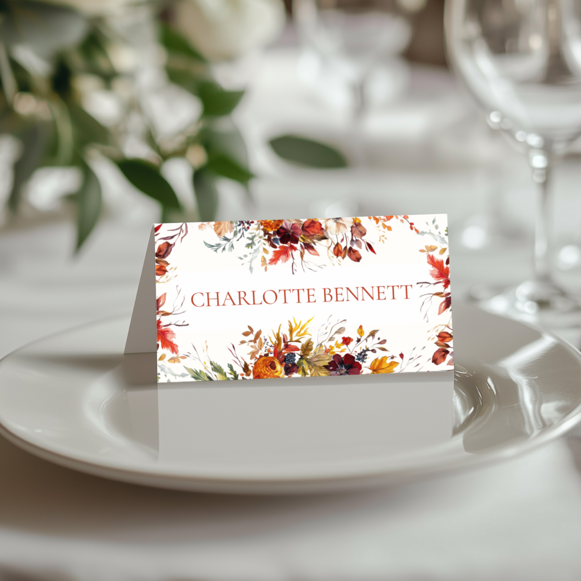 Busy Autumn Florals Name Place Cards