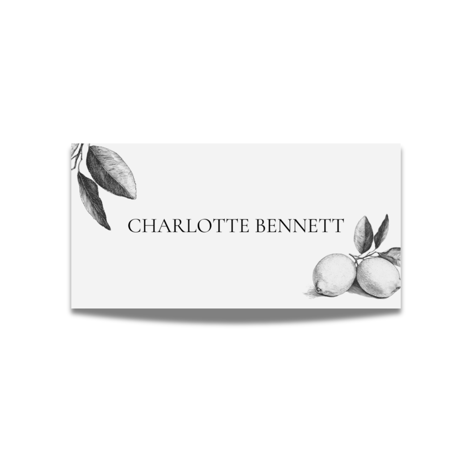 Monochrome Lemons Name Place Cards