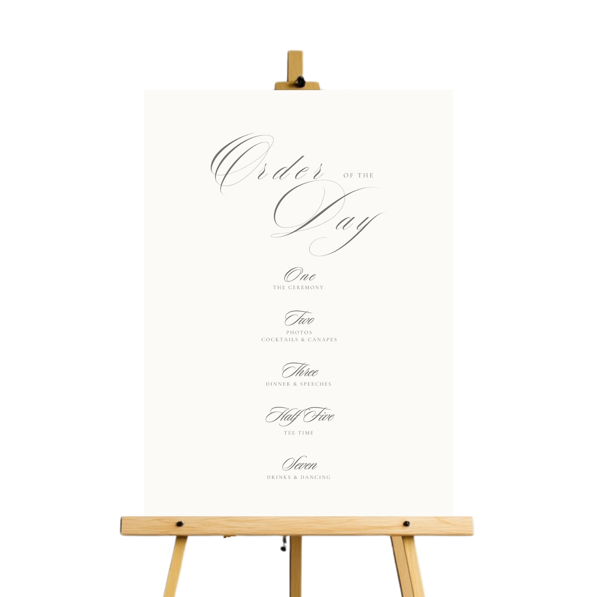 Monochrome Script Order Of The Day Sign
