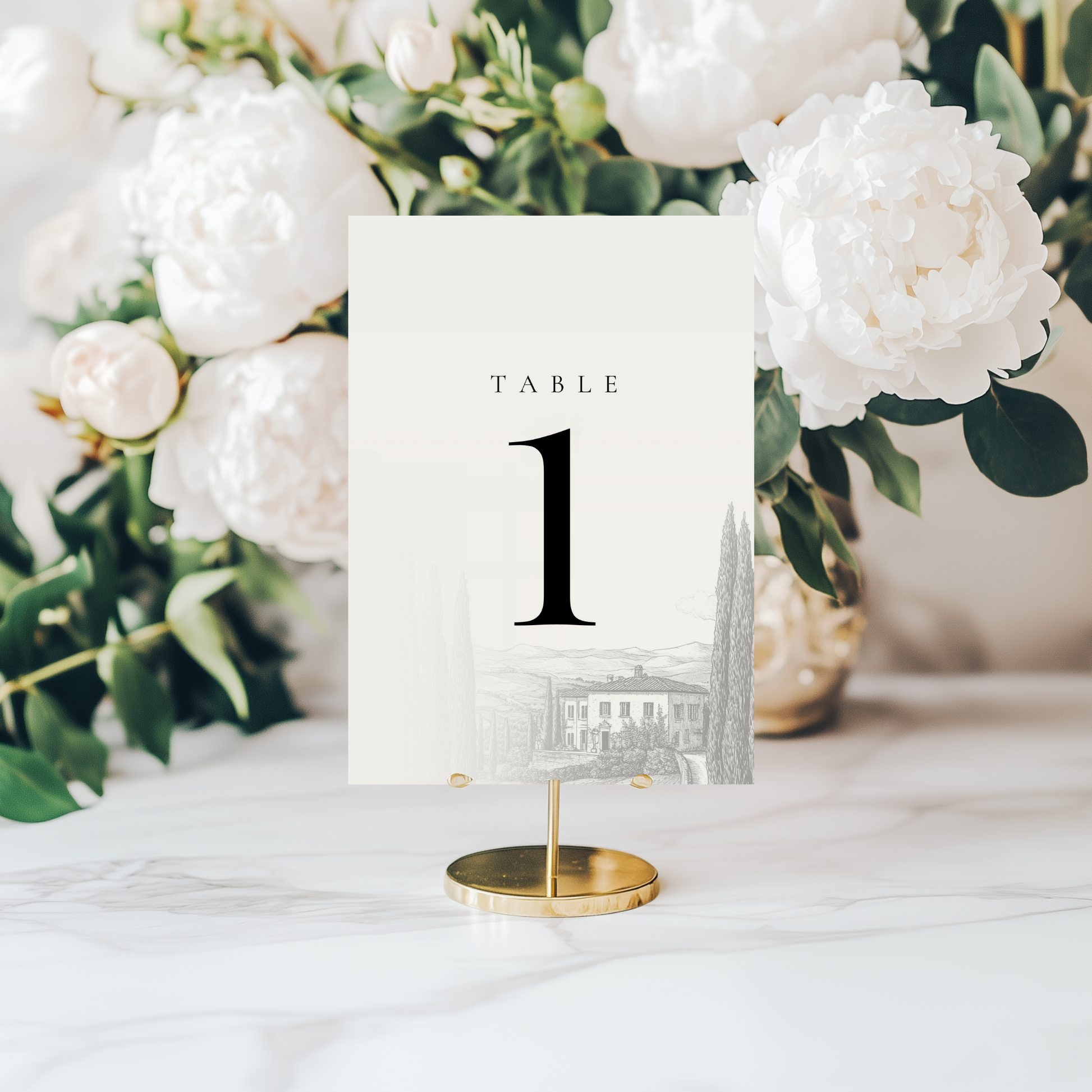 Monochrome Tuscany Table Numbers