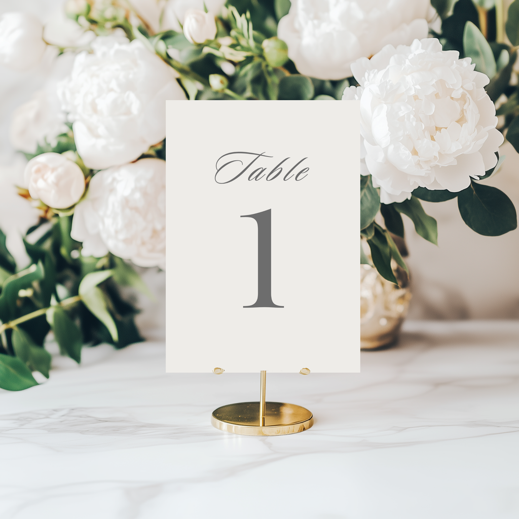 Monochrome Script Table Numbers