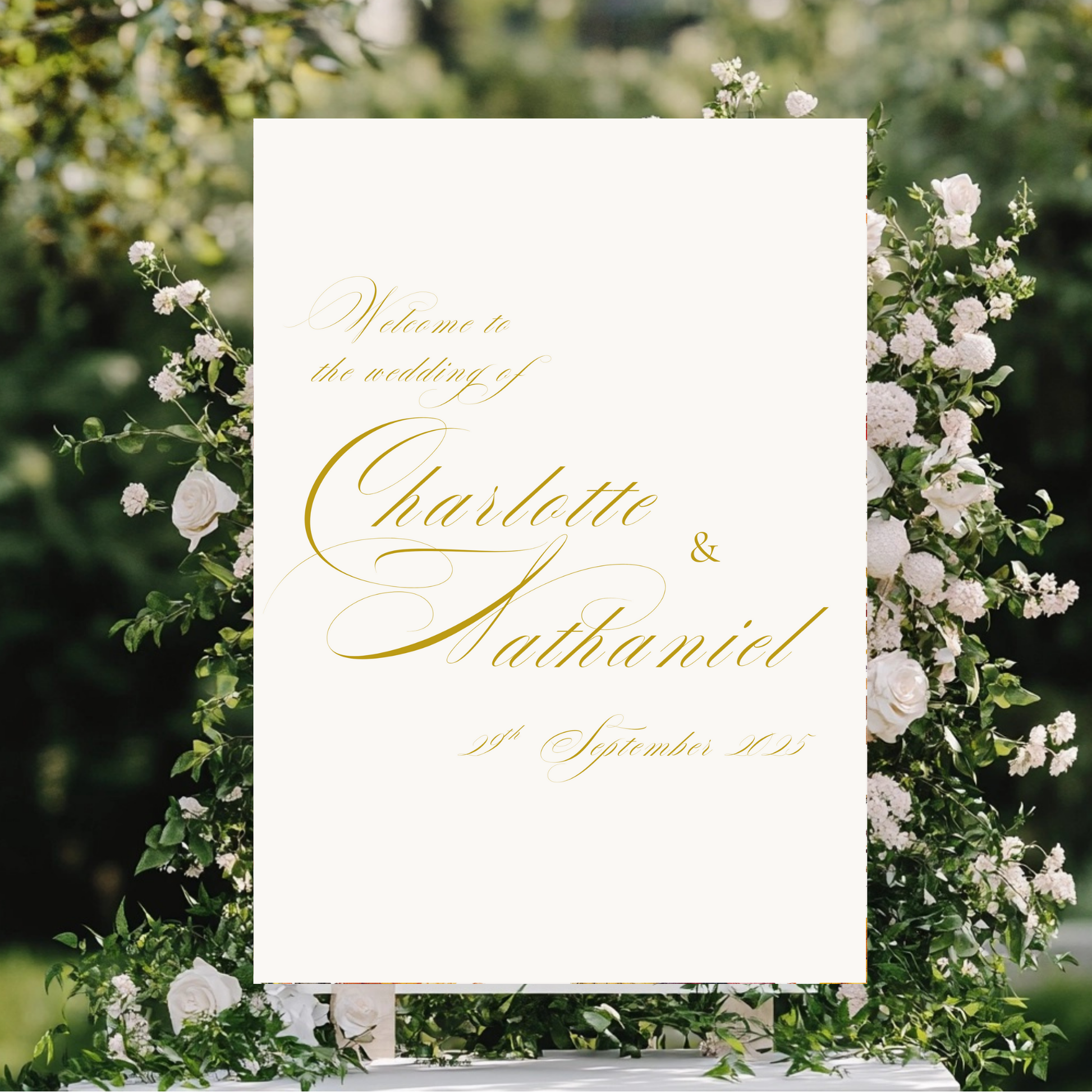 Gold Script Welcome Sign