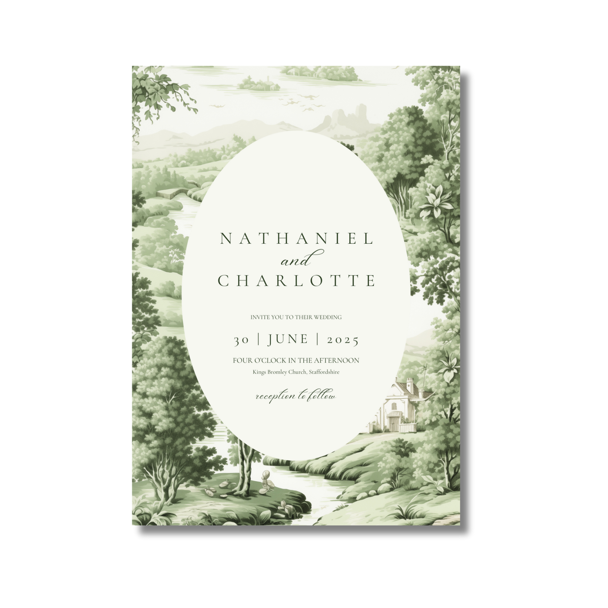 Green Toile Pattern Invite & RSVP