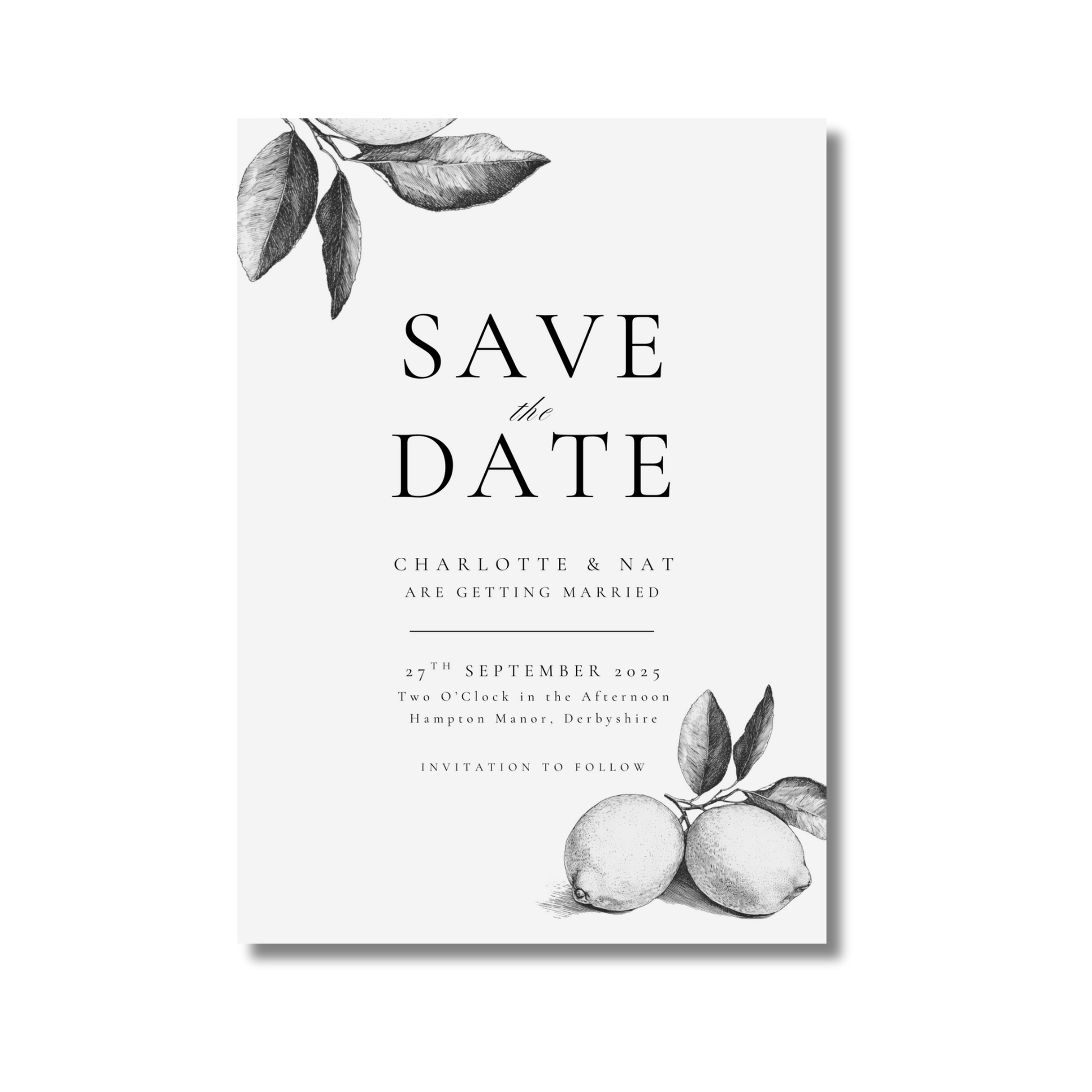 Monochrome Lemons Save The Date