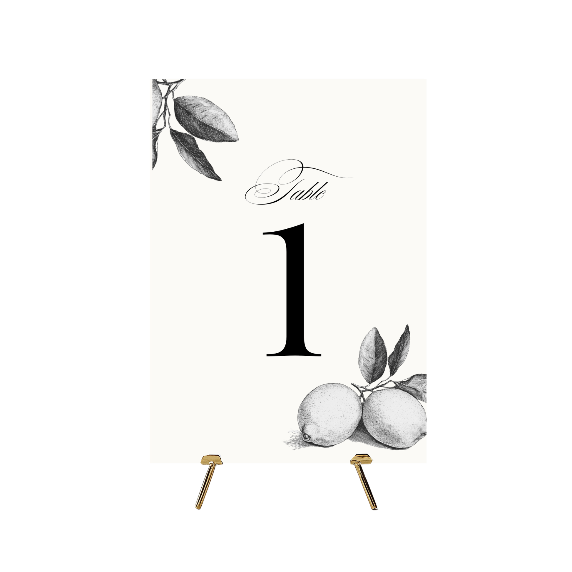 Monochrome Lemons Table Numbers