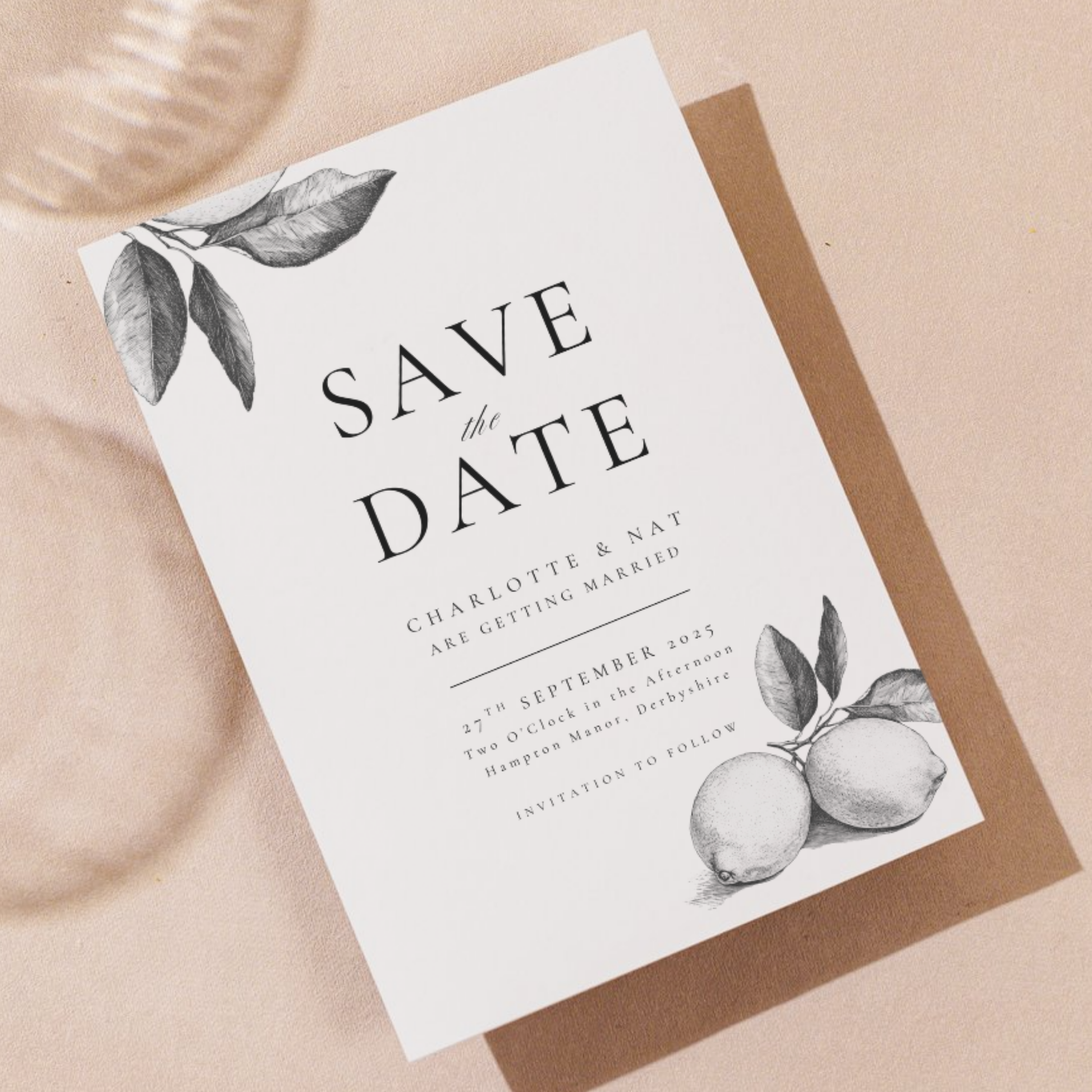 Monochrome Lemons Save The Date