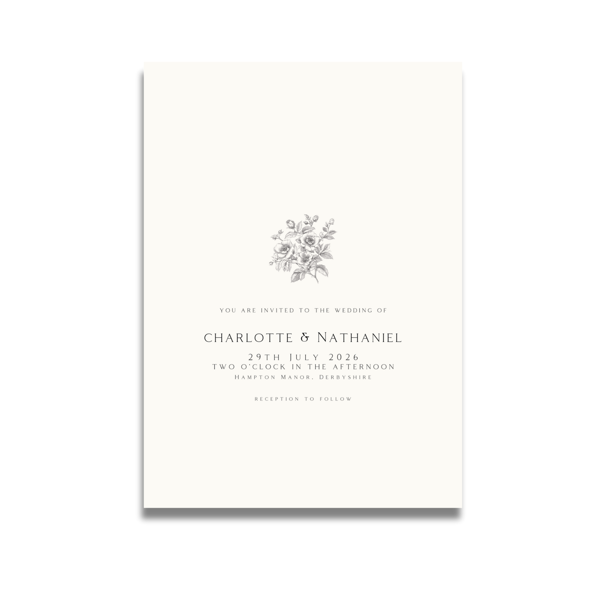 Rose Etching Invite & RSVP (Cream)