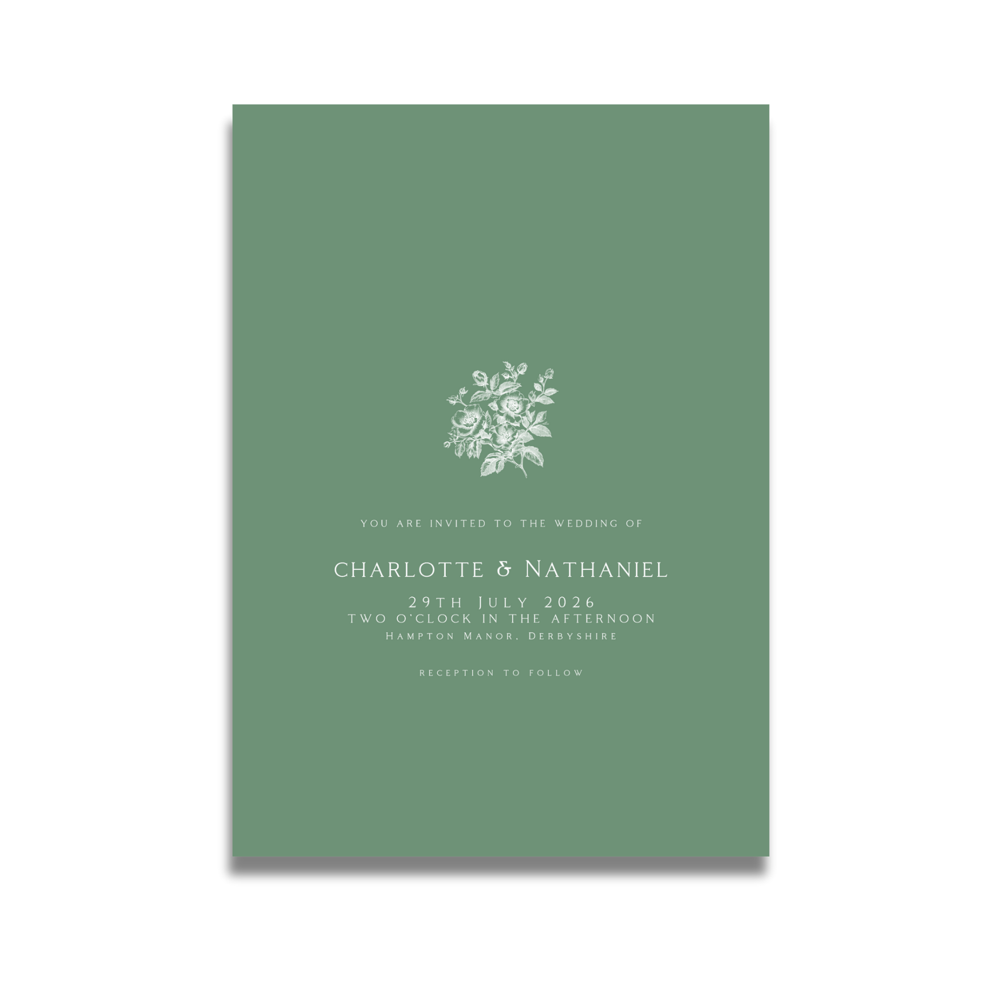 Rose Etching Invite & RSVP (Sage Green)