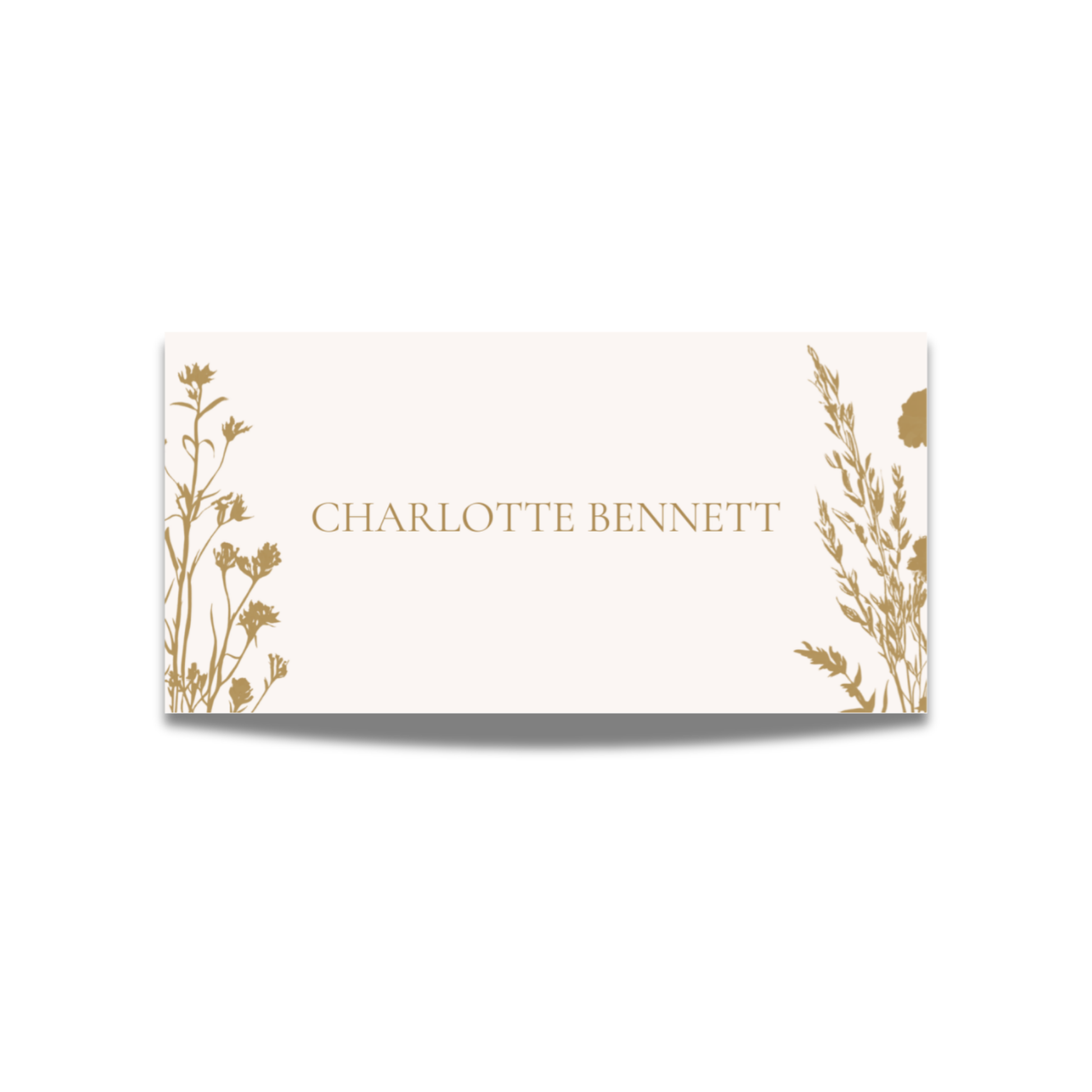 Cream & Gold Dried Florals Name Place Cards