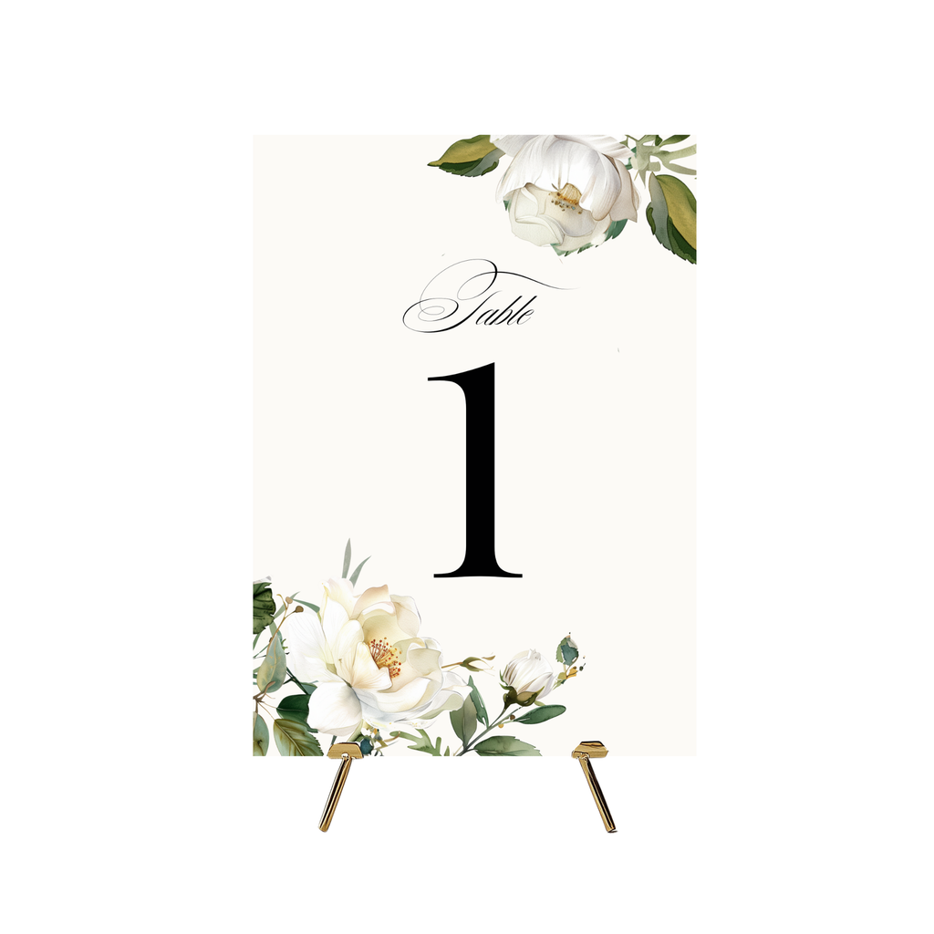 White Florals Table Numbers