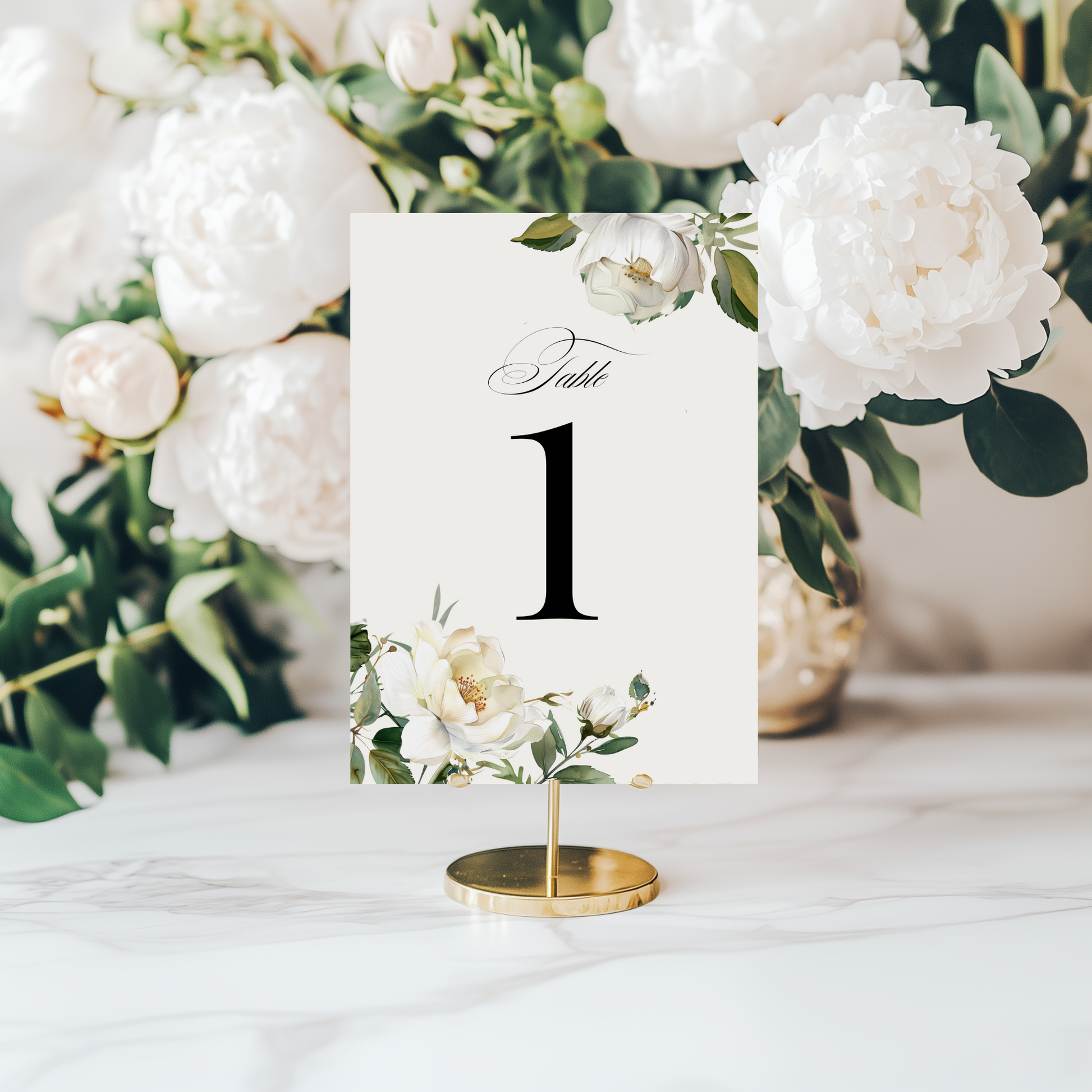 White Florals Table Numbers