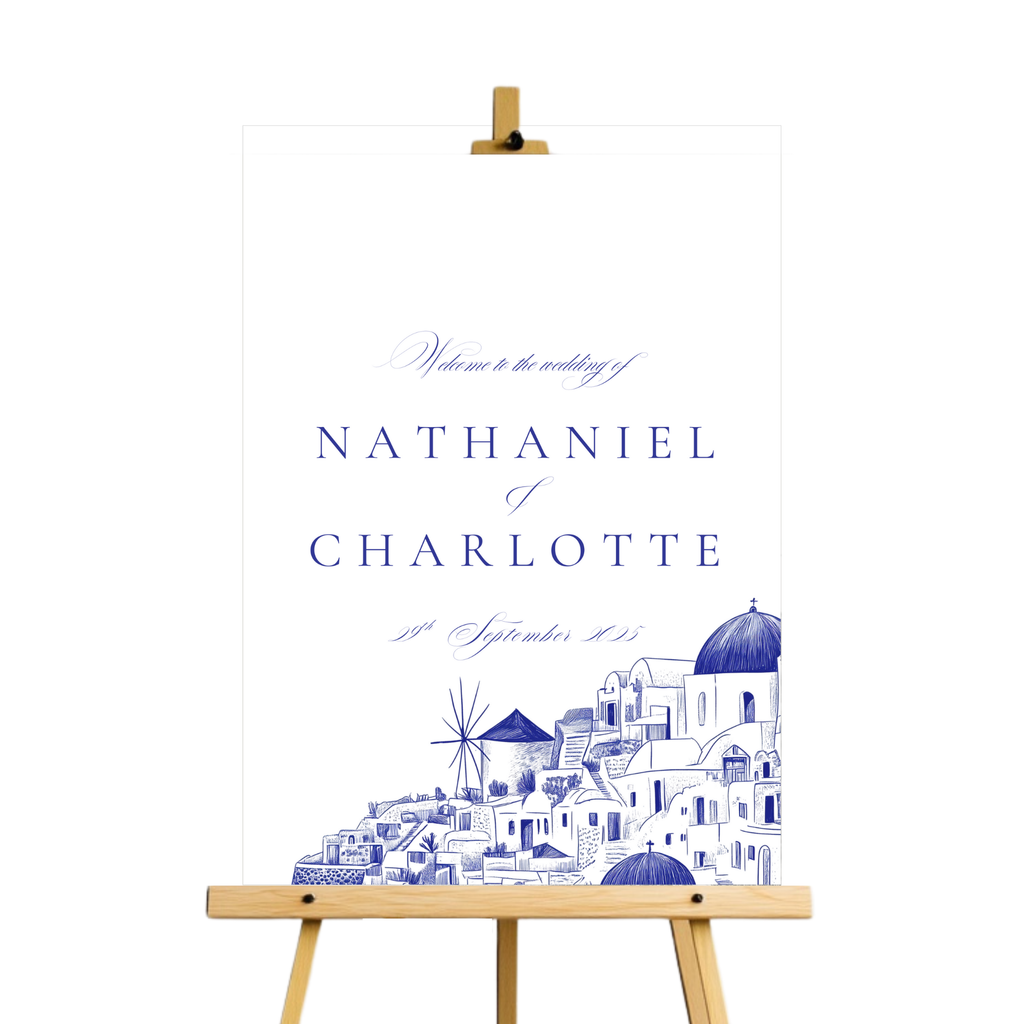 Santorini Sketch Welcome Sign