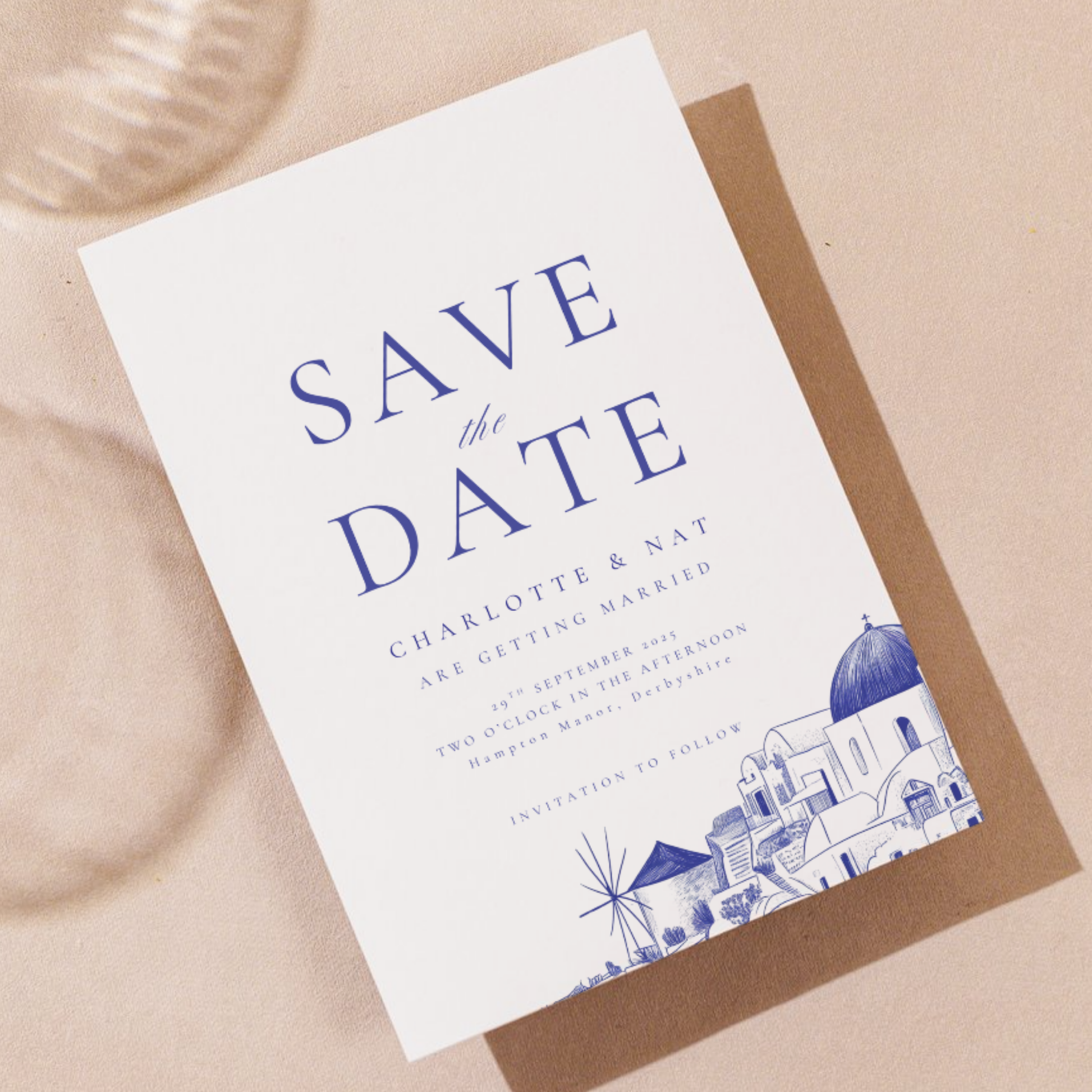 Santorini Sketch Save The Date