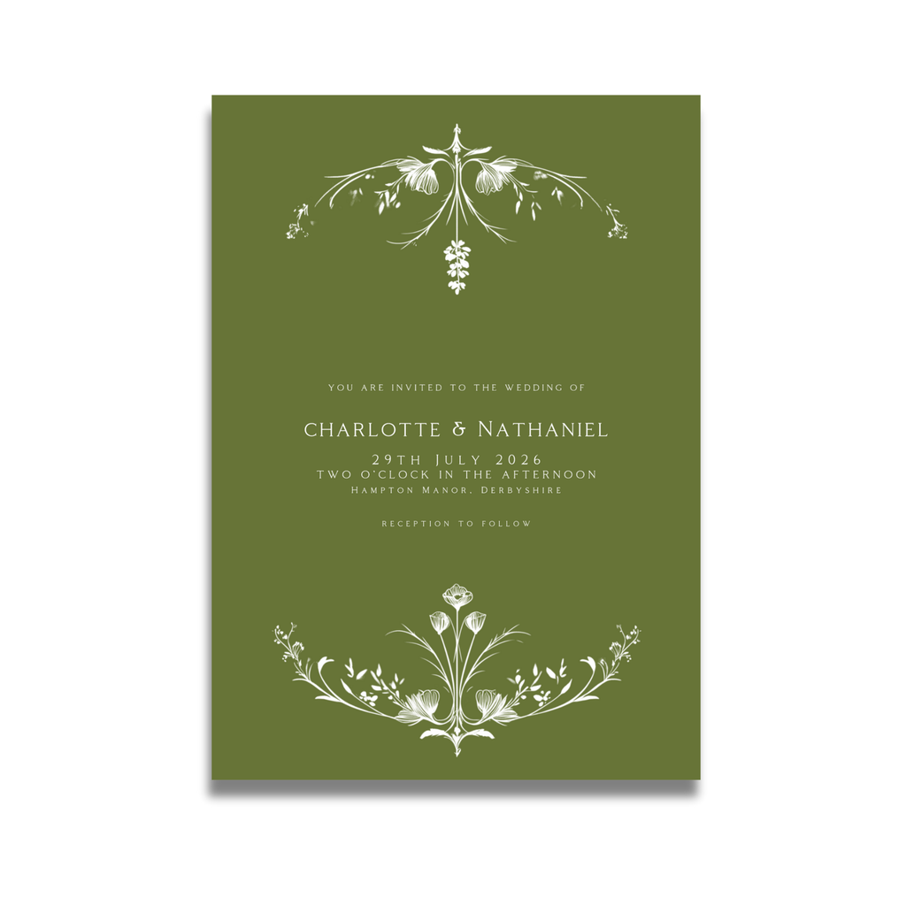 Illustrated Floral Arch Invite & RSVP (Green)