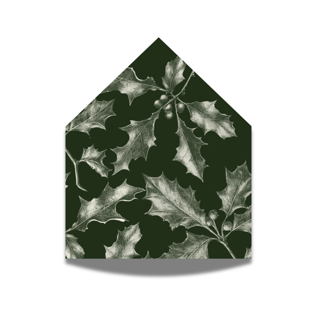 Green & Cream Holly Wreath Envelope Liner