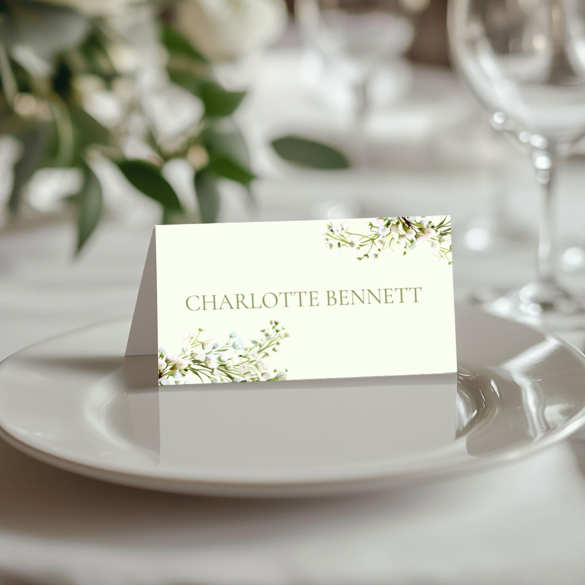 Baby's Breath Gypsophila Name Place Cards