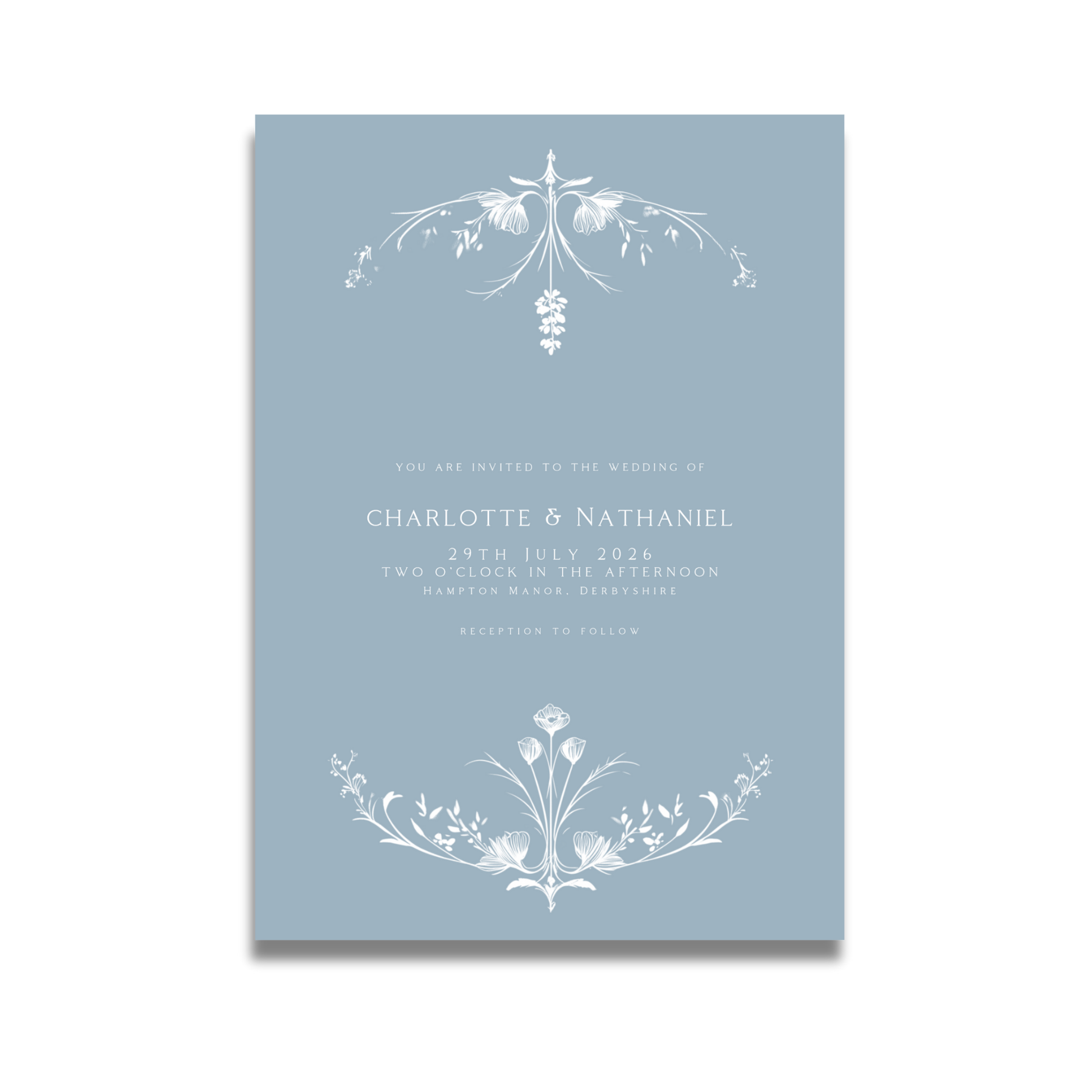Illustrated Floral Arch Invite & RSVP (Dusty Blue)