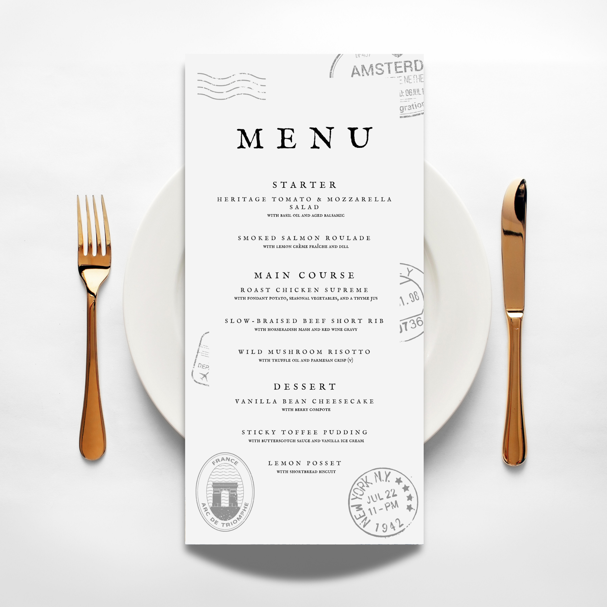 Passport Style Menu