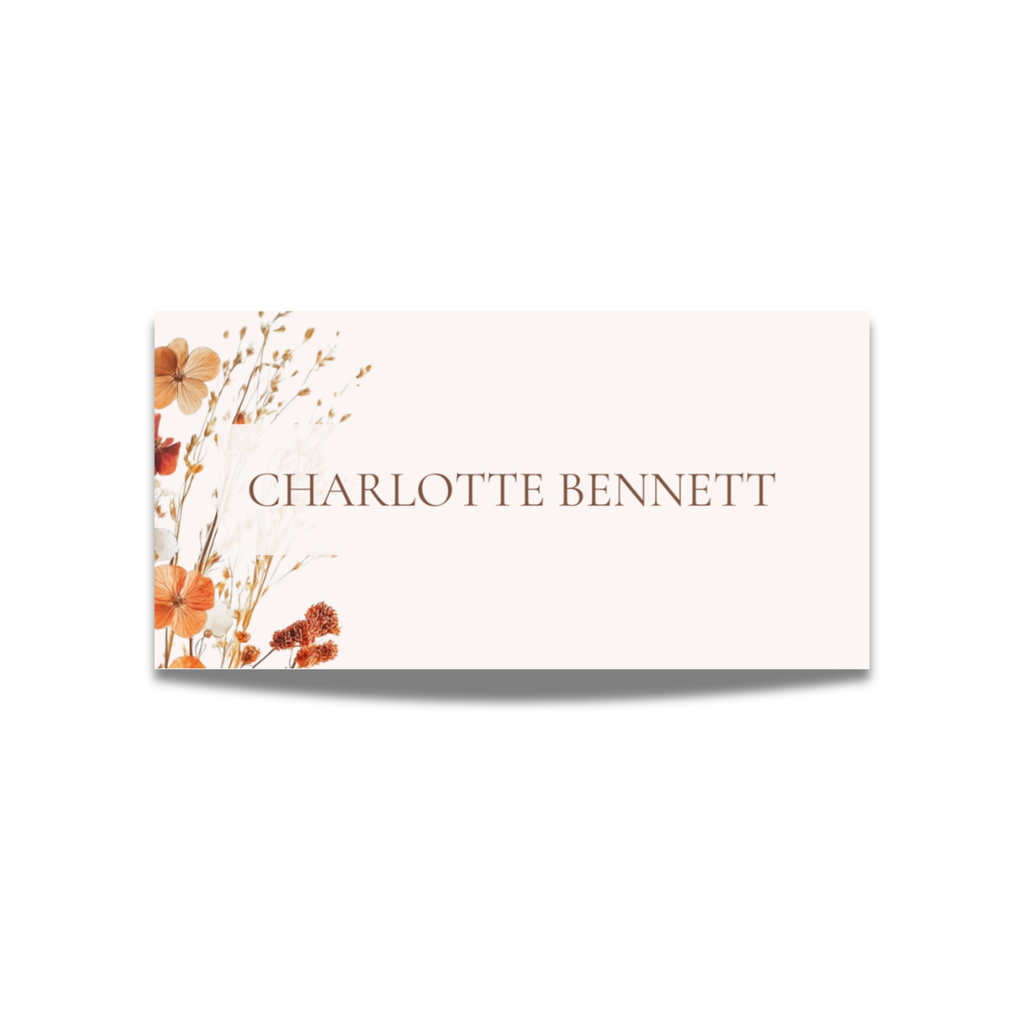 Simple Dried Flowers Name Place Cards