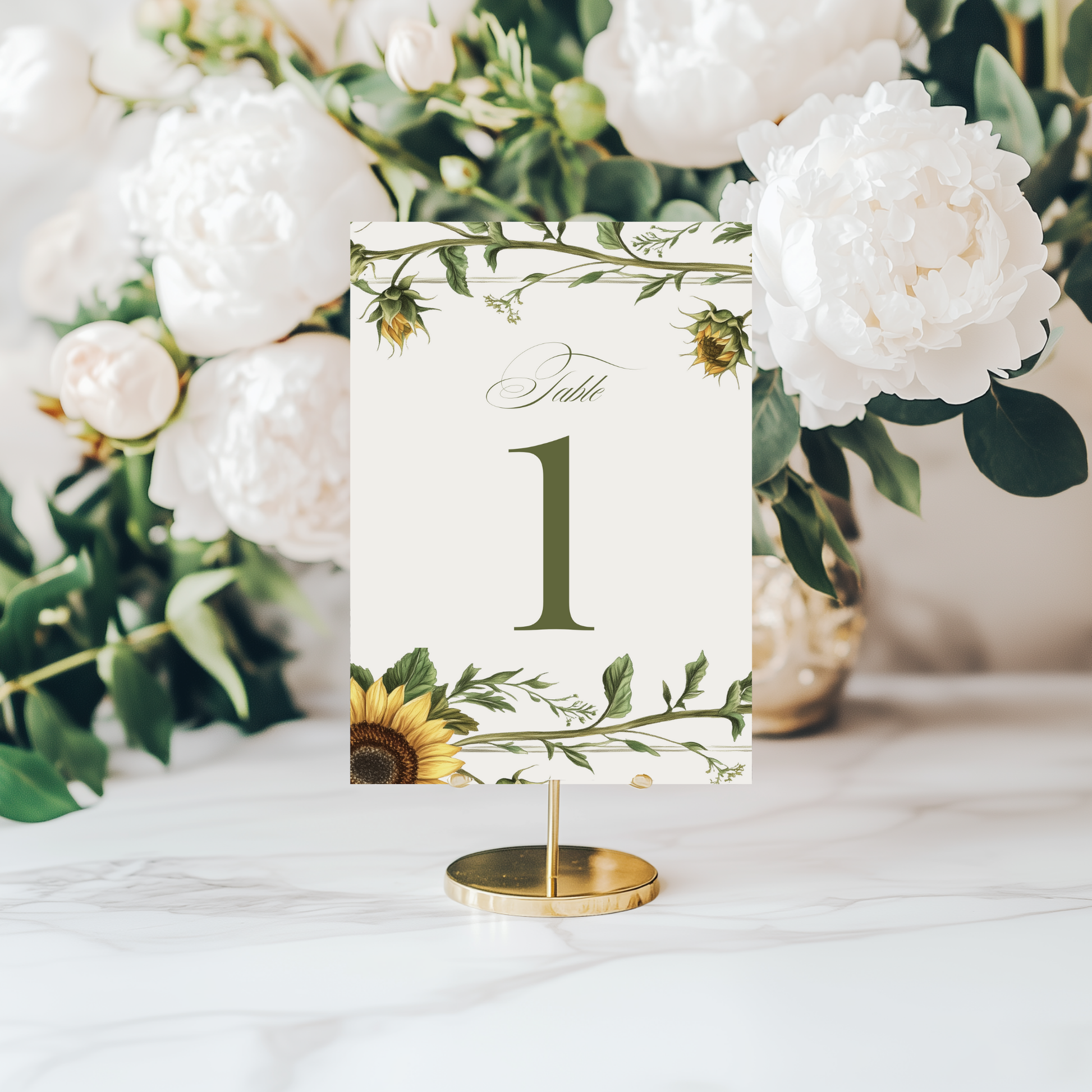Sunflower Table Numbers