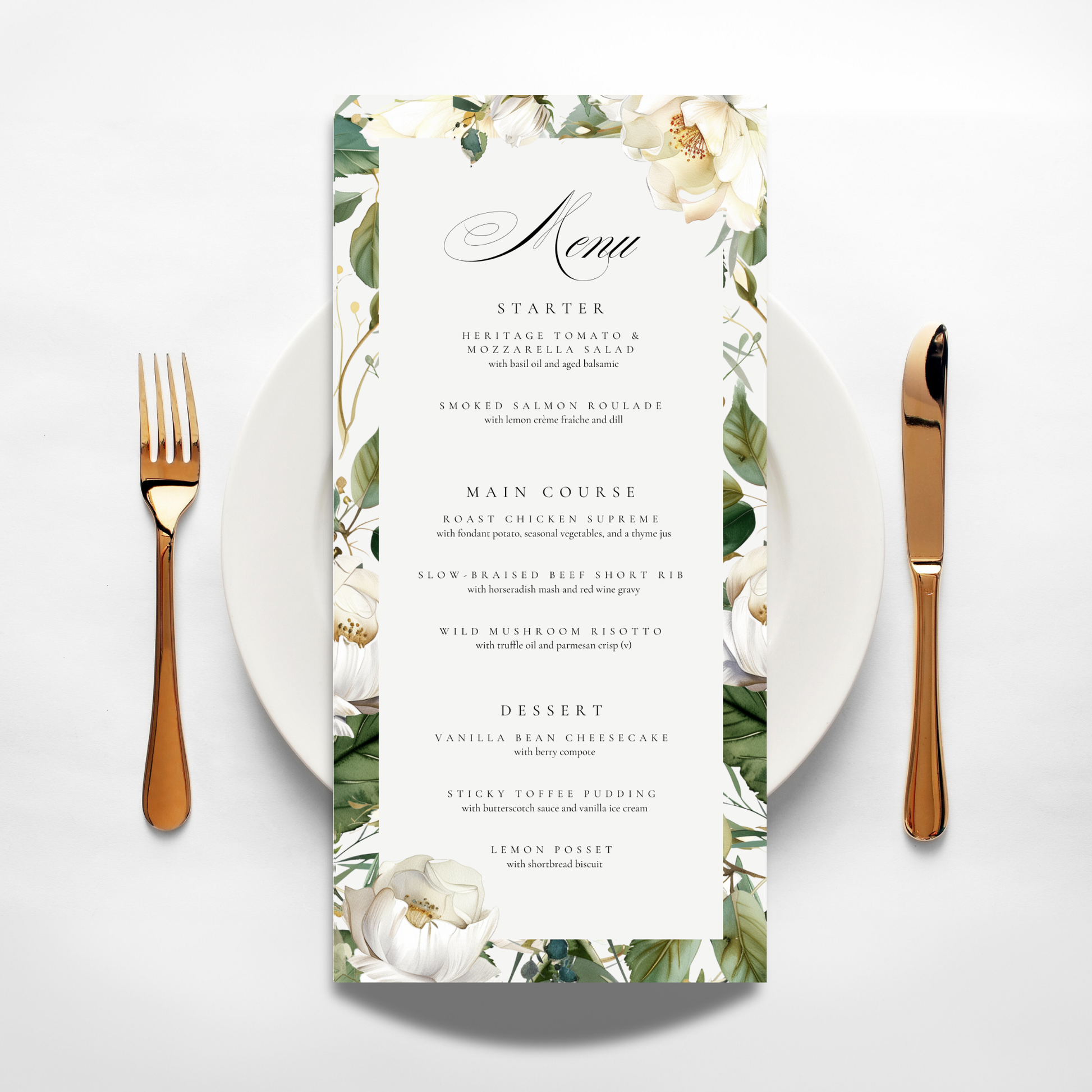 White Florals Menu