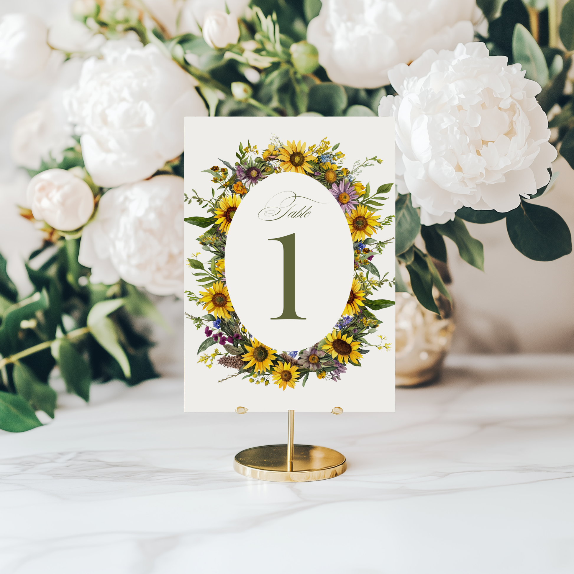 Sunflower & Wildflower Table Numbers