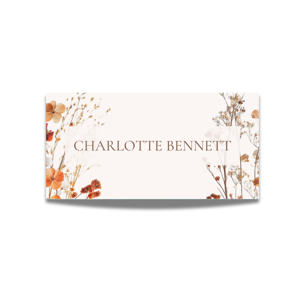 Dried Autumn Flower Arch Name Place Cards